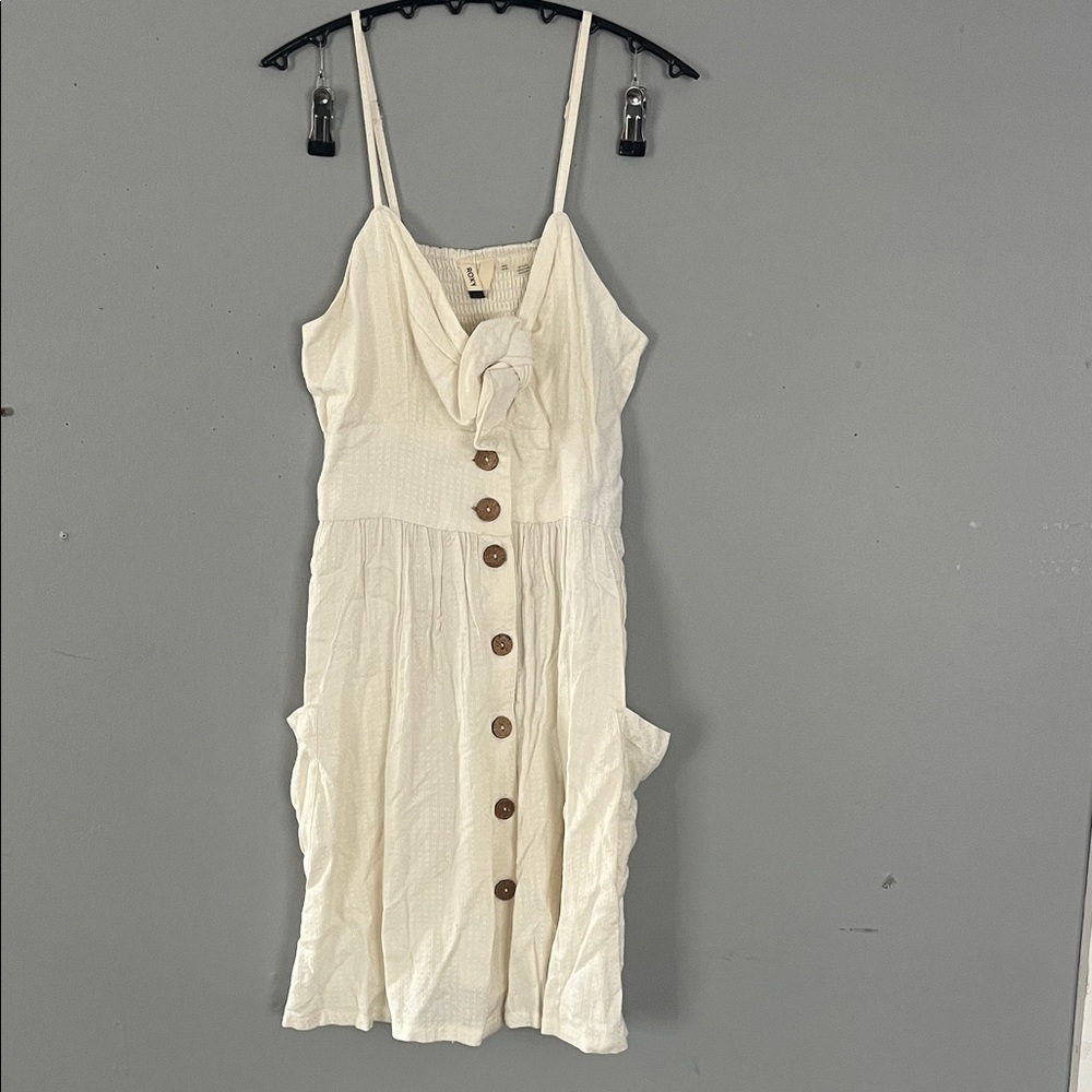 Roxy Woman’s Cream Button-Front Midi Dress Small